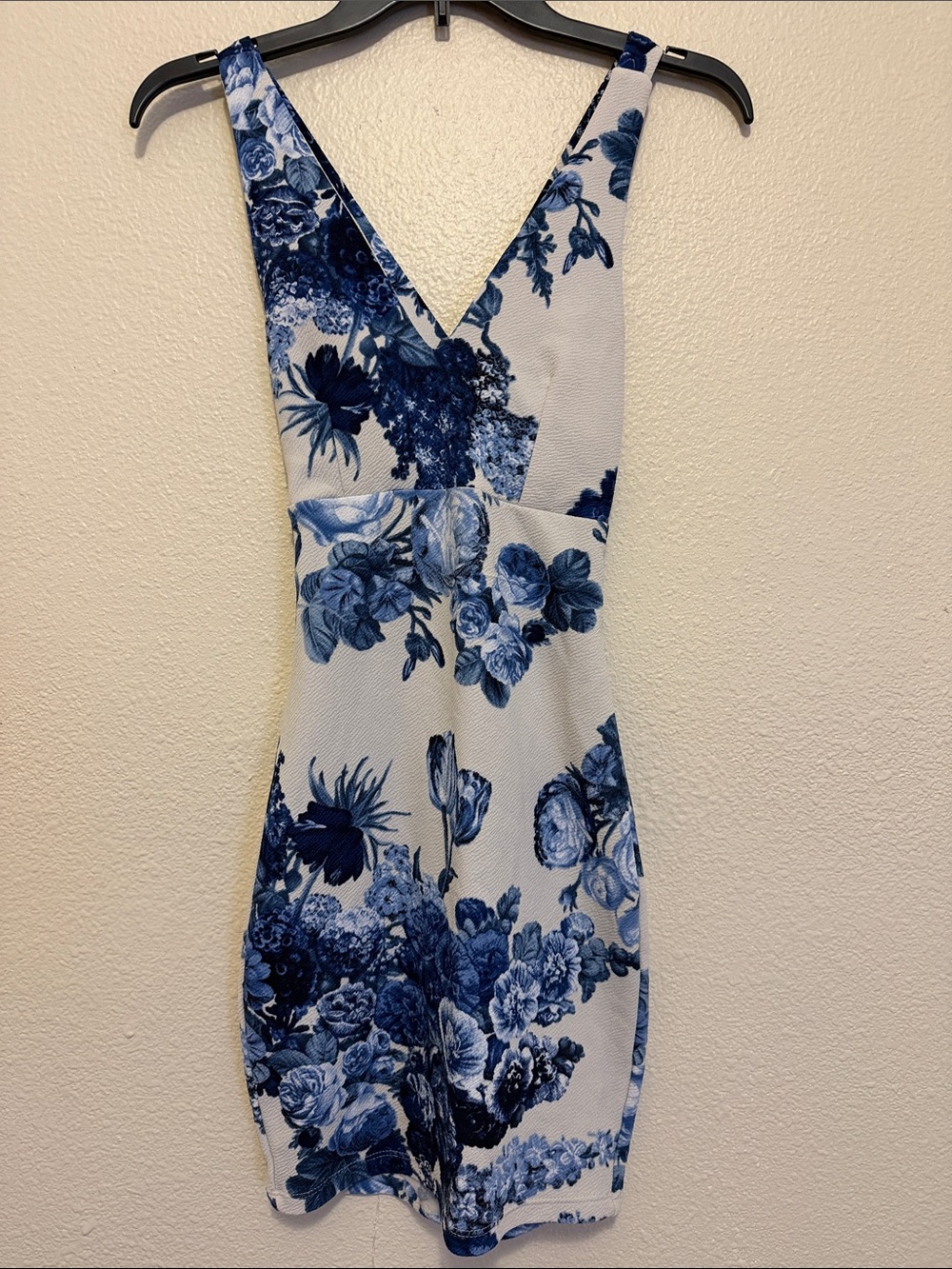 JuJu White Mini Dress with Blue Floral Print